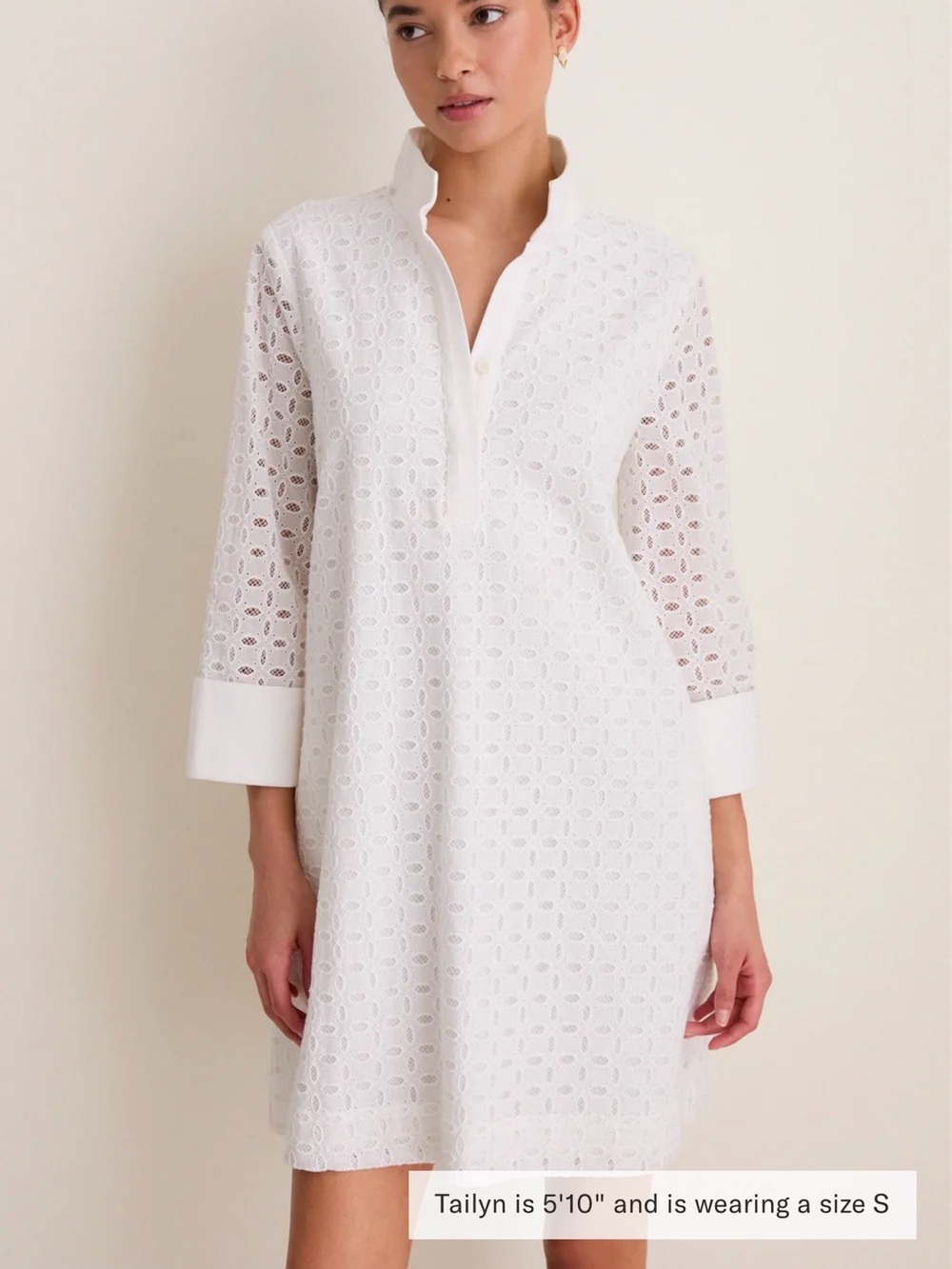 Tuckernuck White Eyelet Megan Split-Neck dress- Large